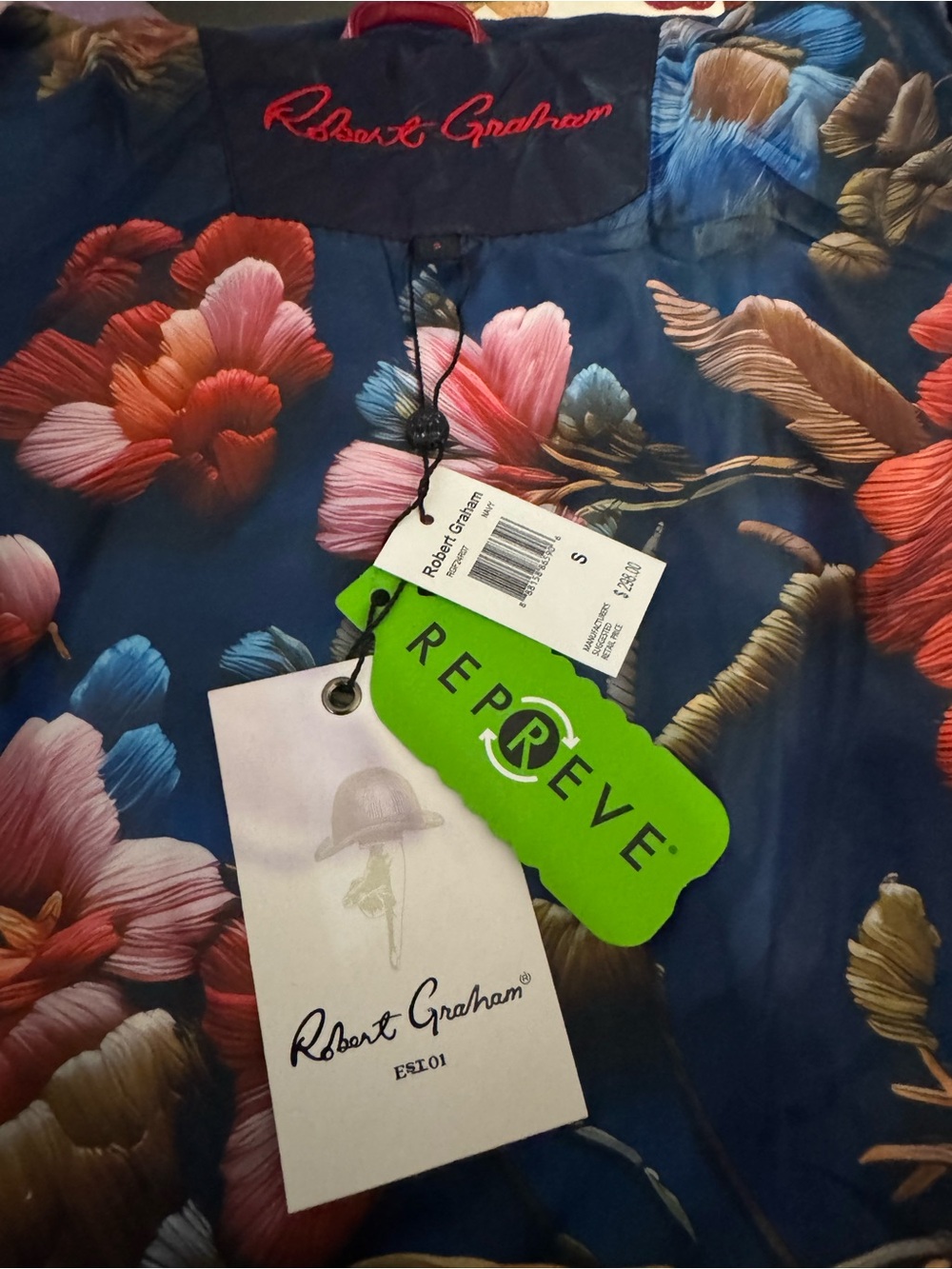 Robert Graham Men's Navy Blue Quilted Bomber Jacket NWT | Small | Floral Lining - Picture 5 of 15